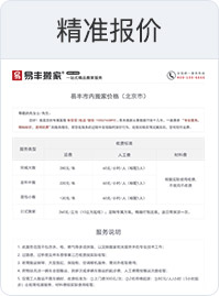 同城搬家报价表
